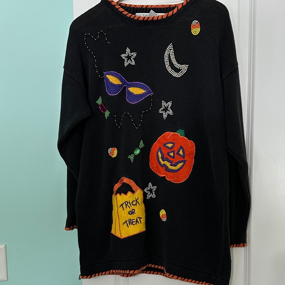 Victoria Jones Woman Black Halloween Sweater